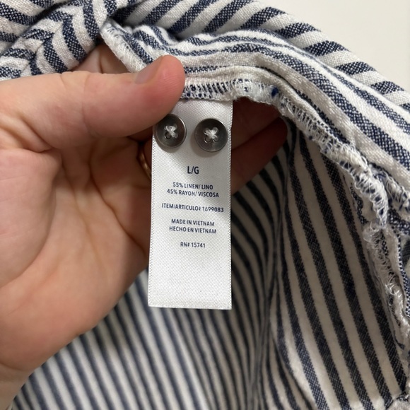 Splendid Women’s Navy and White Vertical Striped Top Large - Picture 6 of 8